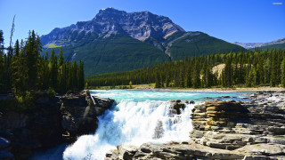 Waterfall mountain river forest bridge - douglas robertson bisset free wallpaper