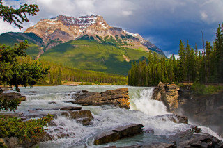 Mountain waterfall trees river nature 2 - douglas robertson bisset free wallpaper