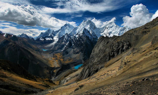 Mountain lake clouds background range - a mountain range in the background free wallpaper