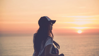 Woman beach sunset skateboard hat - a skateboard free wallpaper