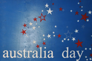 Australia day sign blue background - white star free wallpaper