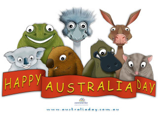 Happy australia day banner animals - elizabeth durack free wallpaper