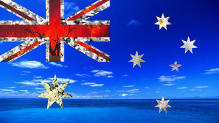 Flag ocean sky clouds stars - a blue sky free wallpaper