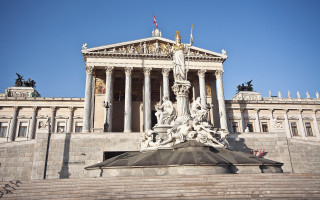 Bronze sculpture building flag statue - side and a flag free wallpaper