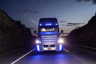 Blue truck night road headlights - its headlight free wallpaper