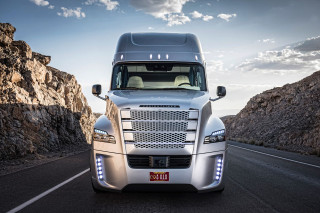 Silver semi truck mountain range - real life skin free wallpaper
