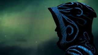 Close up black blue face - epic fantasy character art free wallpaper