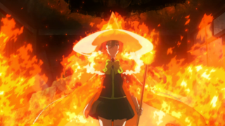Woman hat fire sword standing - a woman in a hat free wallpaper
