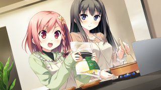 Girls sitting table laptop book - a drink free wallpaper