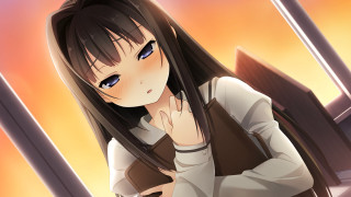 Girl long hair white shirt 21 - aguri uchida free wallpaper
