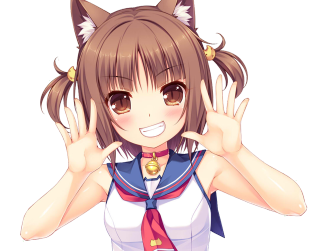Anime girl cat ears tie - cheerful free wallpaper