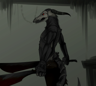 Demon horns sword drawing art - a light free wallpaper