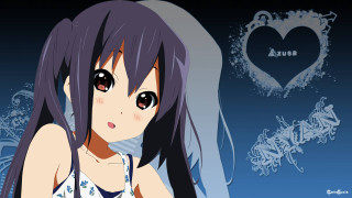 Anime girl purple hair heart - a name free wallpaper