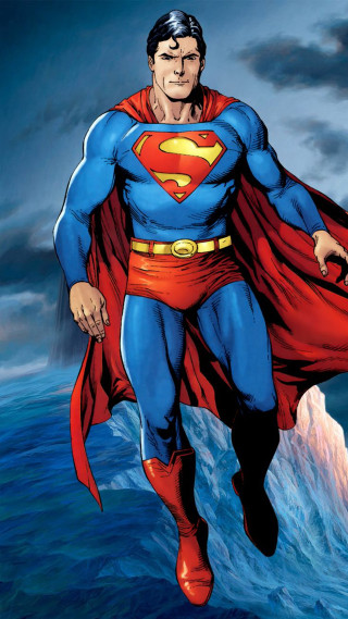 Superman flying ocean heroic pose - free anime wallpaper
