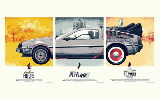 Delorean poster man walking background - poster art free wallpaper