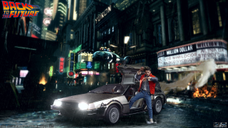 Man car city night neon - a car in a city free wallpaper