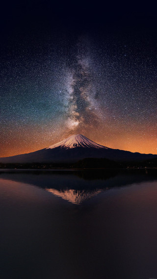 Mountain lake stars reflection sky - a reflection free wallpaper