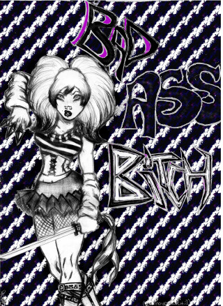 Girl sword crown drawing art - punk art free wallpaper