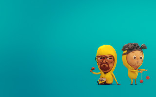 Bananas man yellow suit woman - vector art free wallpaper