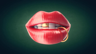 Human mouth gold ring green - mouth free wallpaper