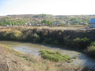 Small river dry grass hill - a dry grass field next free wallpaper