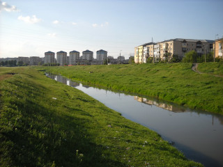 River green field buildings ecological - river free wallpaper
