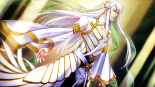 Woman white dress white bird - du jin free wallpaper