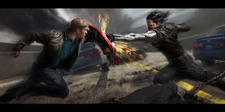 Men fighting street car background - movie scene free wallpaper