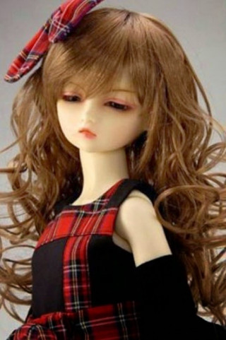 Doll long hair bow black - plaid free wallpaper