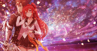 Anime couple stars purple background 3 - full free wallpaper for desktop
