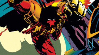 Man red yellow costume flying - costume free wallpaper