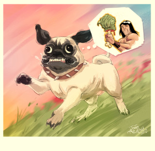 Cartoon dog running fist wrestler - anton fadeev free wallpaper
