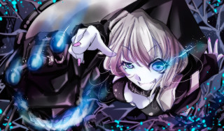 Anime blueeyes blackhat jacket glowing - a anime character free wallpaper