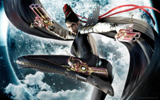 Woman flying gun car full - a full moon free wallpaper