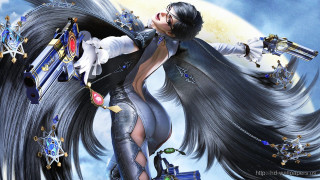Woman gun wings fullmoon stars - akihiko yoshida free wallpaper for desktop