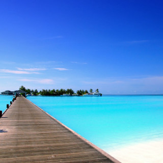 Long dock beach blue sky - beautiful landscape free wallpaper