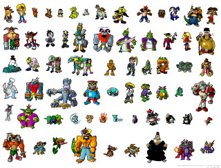 Cartoon characters bunch different image - 2 d sprite free wallpaper