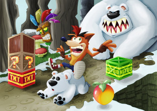 Cartoon bear snow box polar - ground free wallpaper