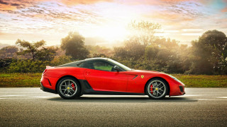 Red sports car forest sunset - bernardo cavallino free wallpaper