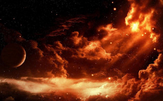 Space orange red cloud moon - benoit b. mandelbrot free wallpaper