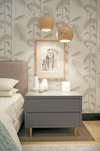 Bedroom with bed interior design 37 - modern european ink painting free wallpaper