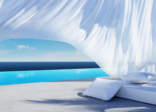Canopy bed pool ocean view - florianne becker free wallpaper