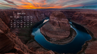 Calendar river sunset clouds sky - a matte painting free wallpaper