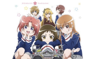 Anime girls boombox camera group - a group of anime girls sitting next free wallpaper