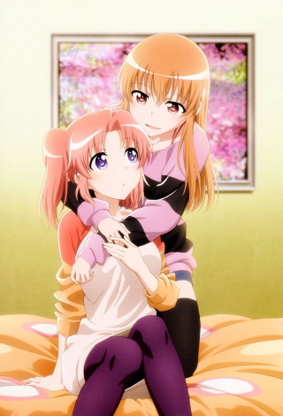 Anime girls bed window flower - a bed free wallpaper