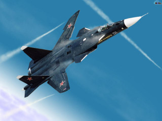 Fighter jet blue sky contrails - a fighter free wallpaper for desktop