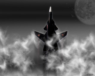 Jet flying full moon clouds - dark atmosphere free wallpaper