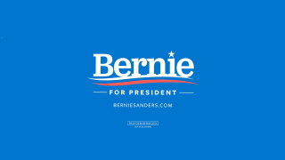Blue background bernie sign red - international typographic style free wallpaper