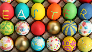 Colorful eggs decorated flowers leaves - david ramsay hay free wallpaper