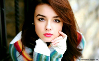 Woman long hair sweater posing 2 - long hair and a sweater free wallpaper
